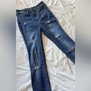 High waisted skinny Distressed Blue Jeans
